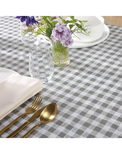 Mantel efecto vichy de color topo