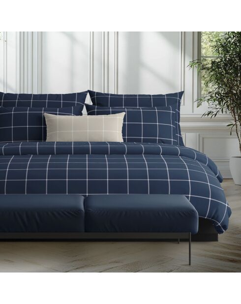 Funda de almohada Amélia de satén de algodón azul oscuro - 2x (50x70 cm)