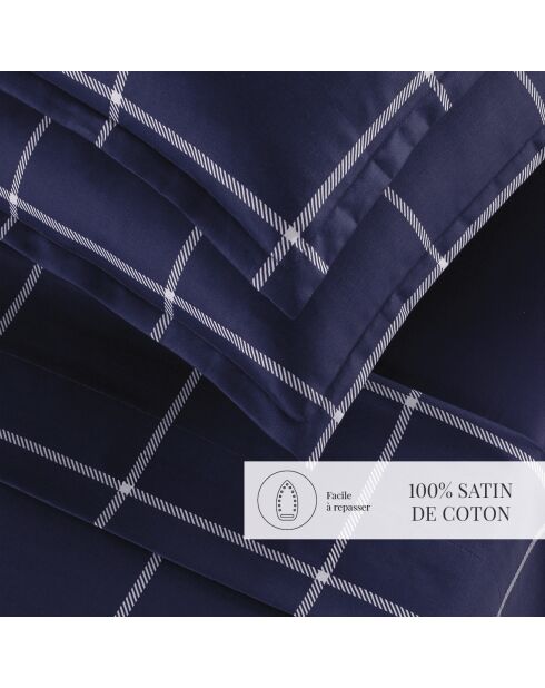 Funda de almohada Amélia de satén de algodón azul oscuro - 2x (50x70 cm)