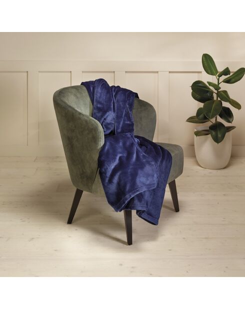Uni blaue Fleecedecke - 180x220 cm