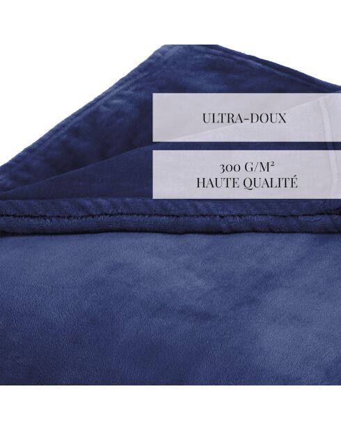 Uni blaue Fleecedecke - 180x220 cm