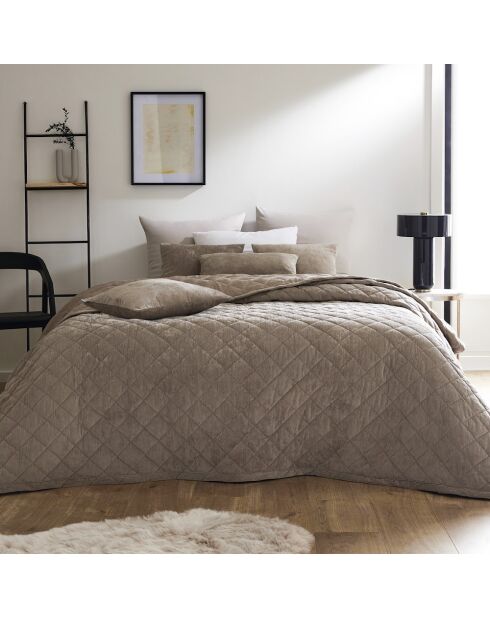 Couvre-lit corduroy Diamond taupe - 220x250 cm