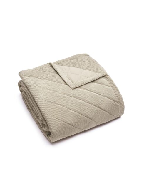 Couvre-lit corduroy Diamond taupe - 220x250 cm