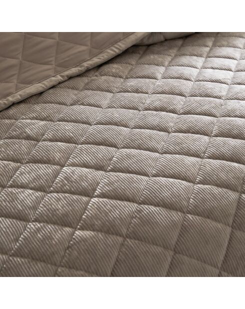 Couvre-lit corduroy Diamond taupe - 220x250 cm