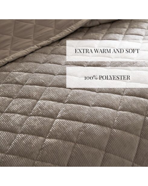 Couvre-lit corduroy Diamond taupe - 220x250 cm