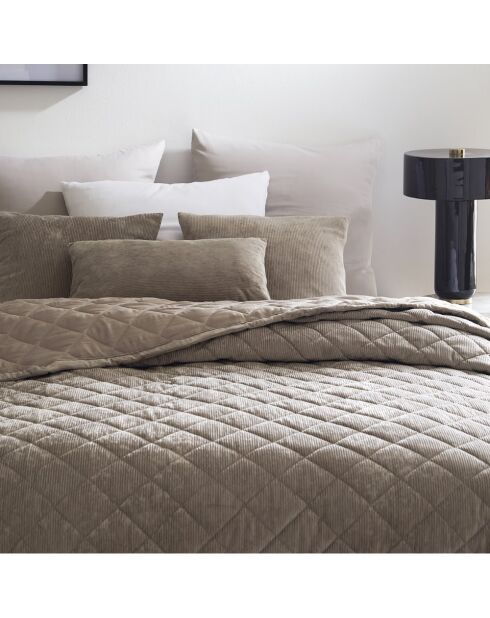 Couvre-lit corduroy Diamond taupe - 220x250 cm