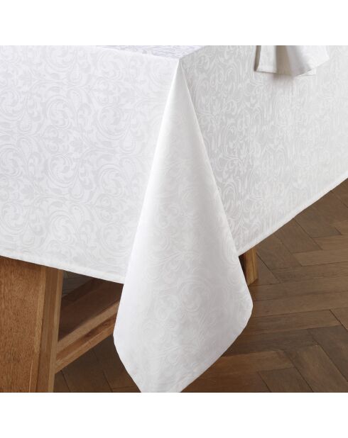 Mantel tejido en jacquard barroco blanco