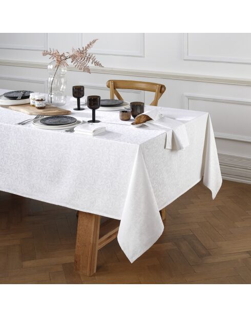 Mantel tejido en jacquard barroco blanco