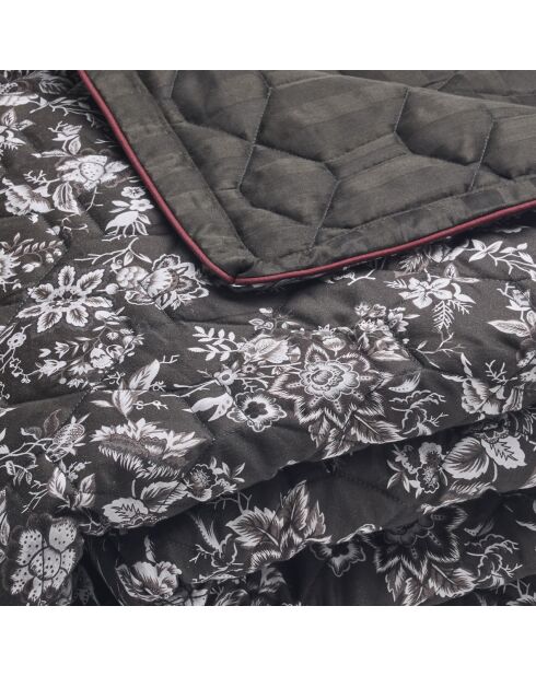 Couvre-lit satin de coton Toile damassée noir - 220x250 cm