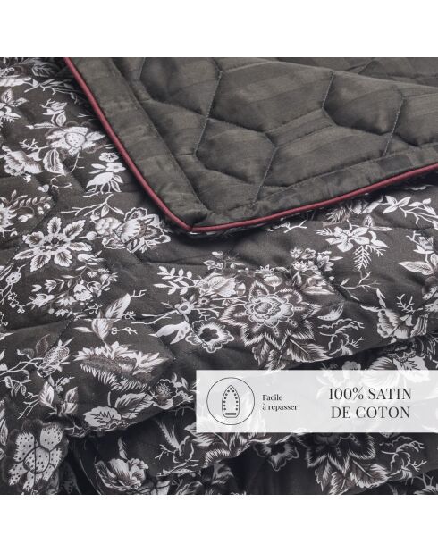Couvre-lit satin de coton Toile damassée noir - 220x250 cm