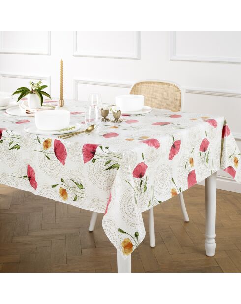 Mantel Poppy Field de color blanco roto