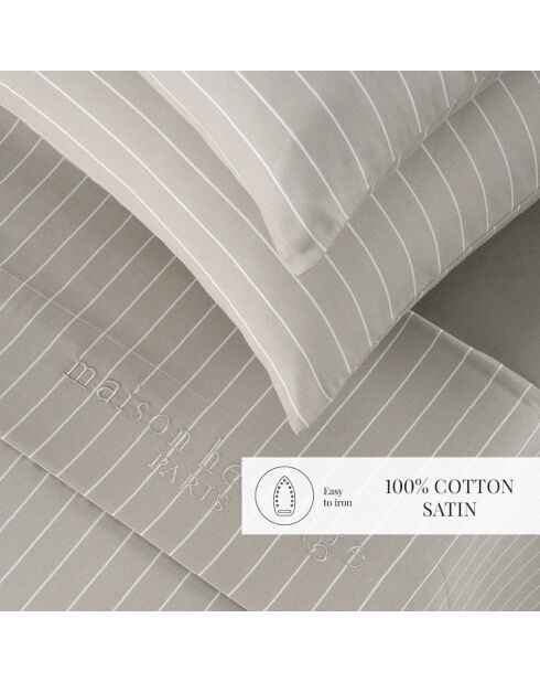 Custodia in cotone satinato Elegant stripes taupe - 43x210 cm