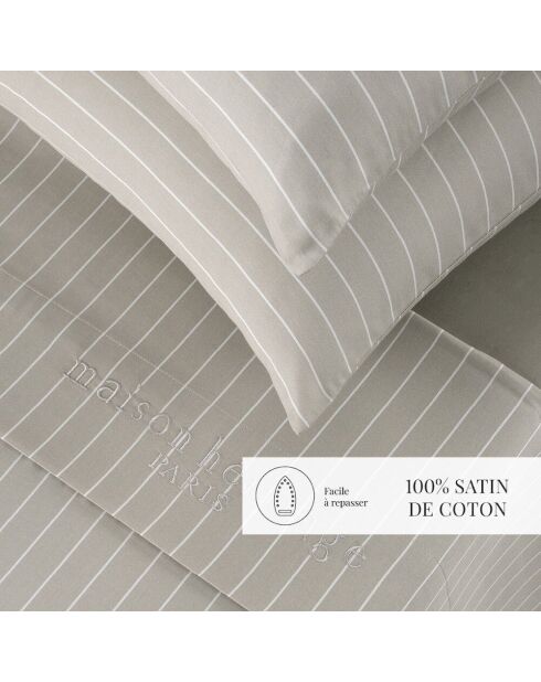Custodia in cotone satinato Elegant stripes taupe - 43x210 cm