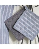 Grembiule, guanto da forno e presina in cotone grigio - 60x90 cm + 17x32 cm + 20x20 cm