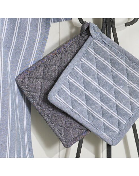 Delantal, guante de cocina y agarradera de algodón gris - 60x90 cm + 17x32 cm + 20x20 cm