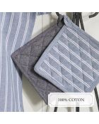 Grembiule, guanto da forno e presina in cotone grigio - 60x90 cm + 17x32 cm + 20x20 cm