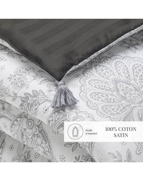 Steppdecke mit Quasten aus Baumwollsatin Fleur de Prestige beige - 140x200 cm