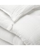 Steppdecke mit Quasten Baumwollgaze Uni Blanc 02 - 140x200 cm