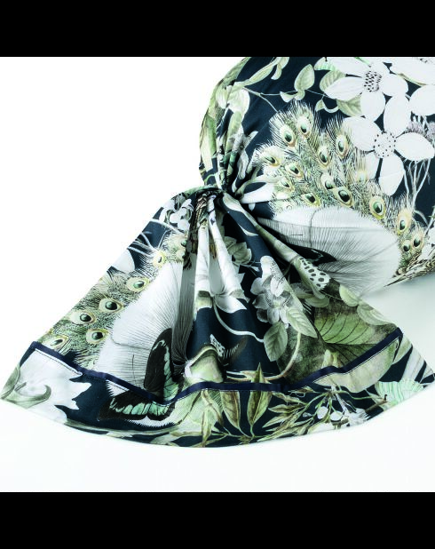 Jardin Nackenetui aus Baumwollsatin, kunstvoll, 43 x 210 cm, dunkelblau