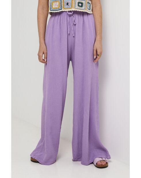 Paarse kobalt linnen broek