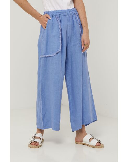 Zenith azurblaue Leinenhose