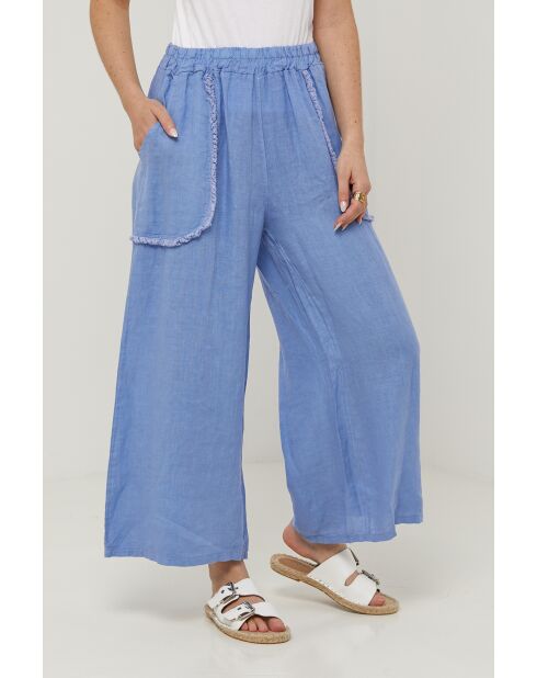 Zenith azurblaue Leinenhose