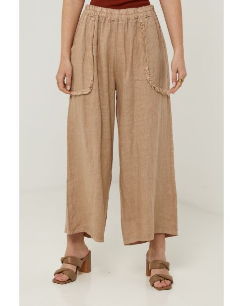 Fusion camel linnen broek