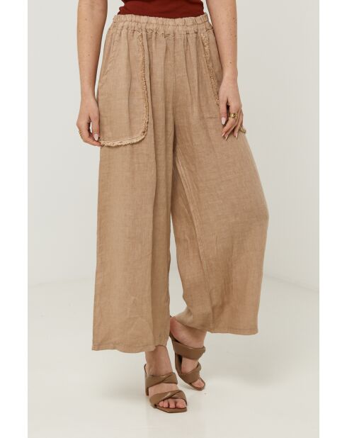 Fusion camel linnen broek