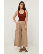 Fusion camel linnen broek
