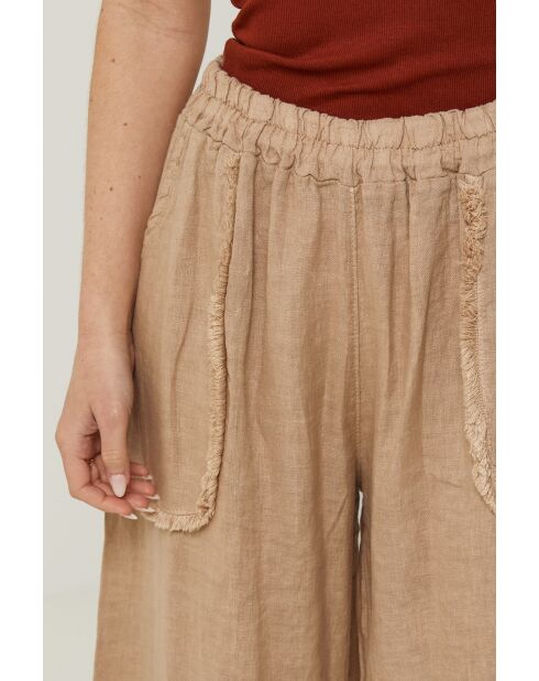Fusion camel linnen broek