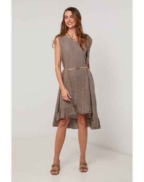 Taupe linnen jurk Shadow