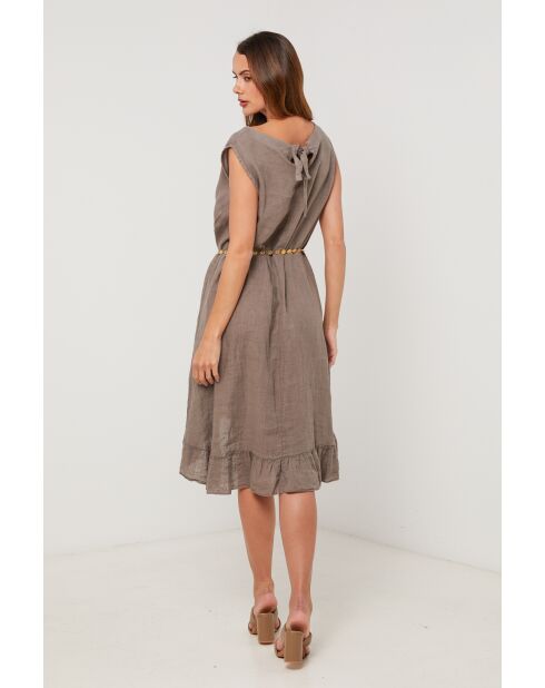 Taupe linnen jurk Shadow