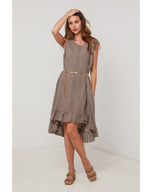 Taupe linnen jurk Shadow