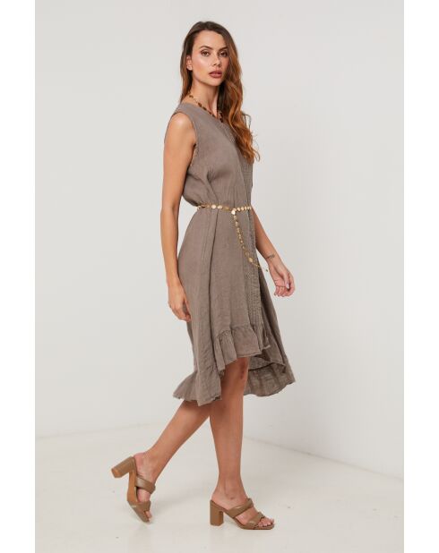 Taupe linnen jurk Shadow