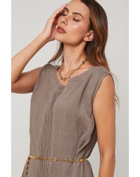 Taupe linnen jurk Shadow