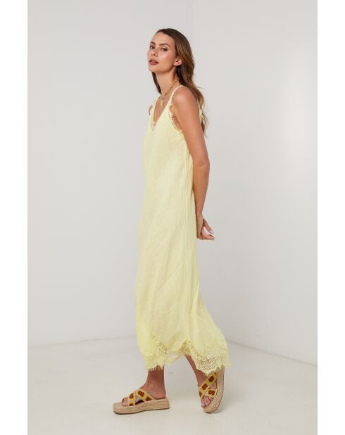 YieldPro gelbes Leinenkleid