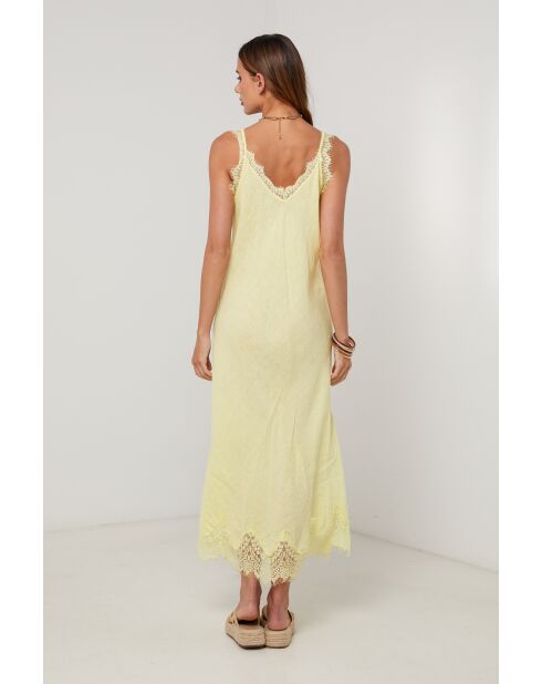 YieldPro gelbes Leinenkleid