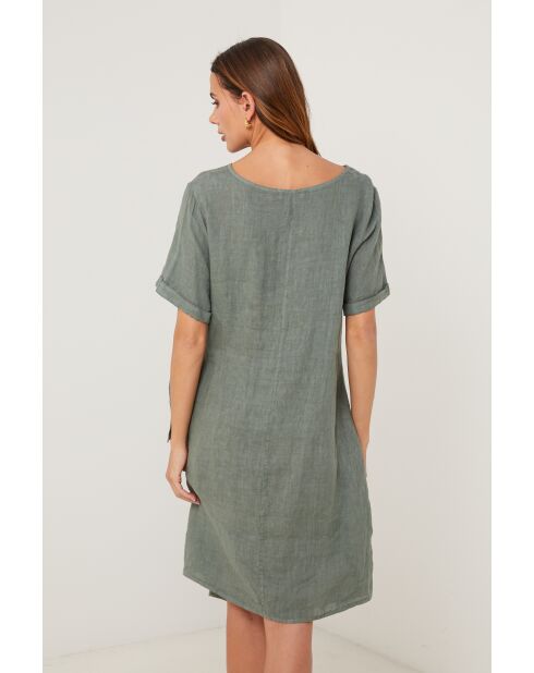 Khakifarbenes Leinenkleid Vanguard