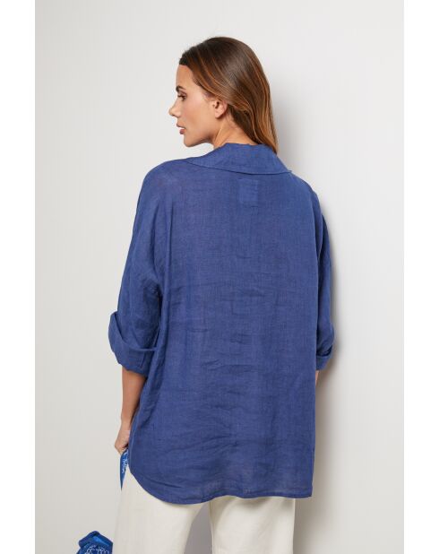 VisionCore marineblaues Leinenhemd