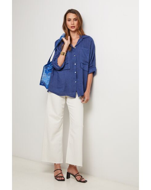 VisionCore marineblaues Leinenhemd