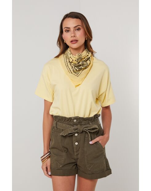 Top con sciarpa Wildfire in cotone giallo