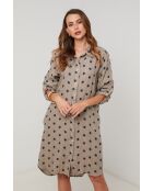 Taupe linnen jurk in neonkleur