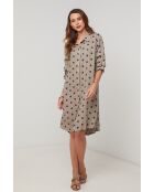 Taupe linnen jurk in neonkleur
