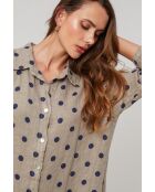 Taupe linnen jurk in neonkleur