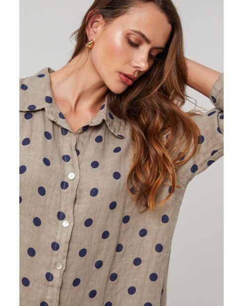 Taupe linnen jurk in neonkleur