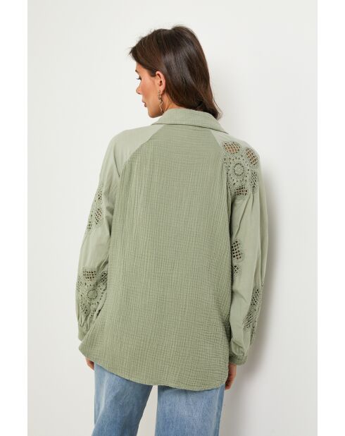 Tunica Khaki Gridline in cotone