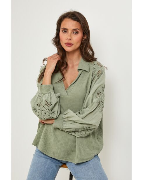 Tunica Khaki Gridline in cotone