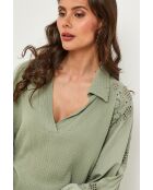 Tunica Khaki Gridline in cotone
