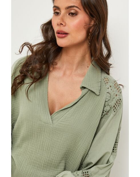 Tunica Khaki Gridline in cotone