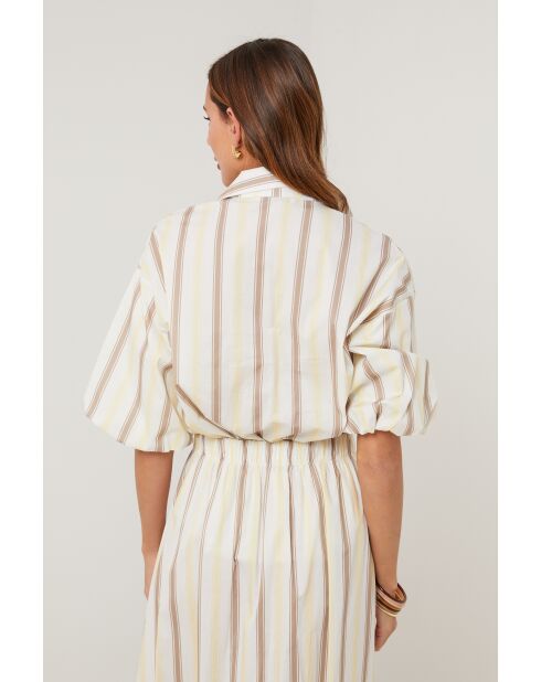 Top Highland bianco giallo in cotone